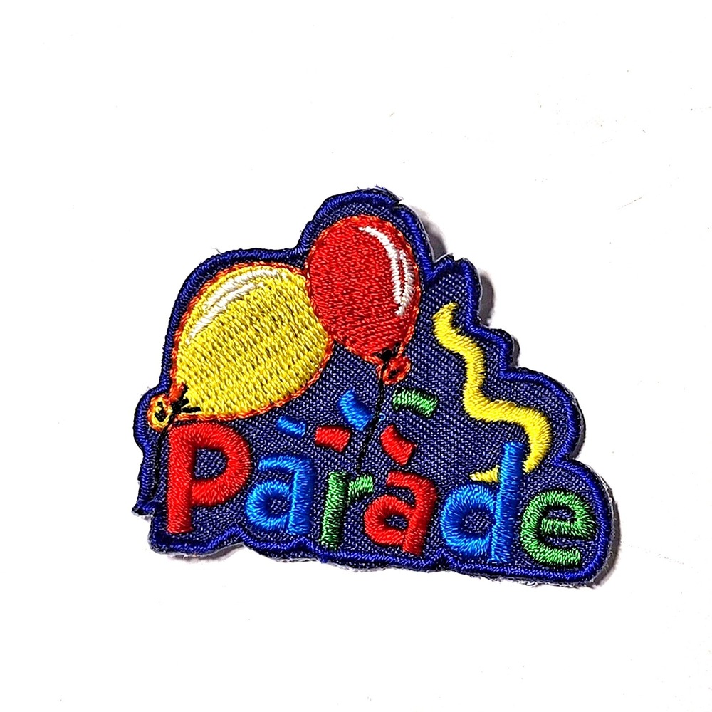 Girl Scouts Patch Parade Balloons Confetti Blue Embroidered 2 Inch Badge